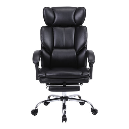 Manager's office chair with footrest Zance pakoworld black pu-chrome metal leg 70x66x112-120cm