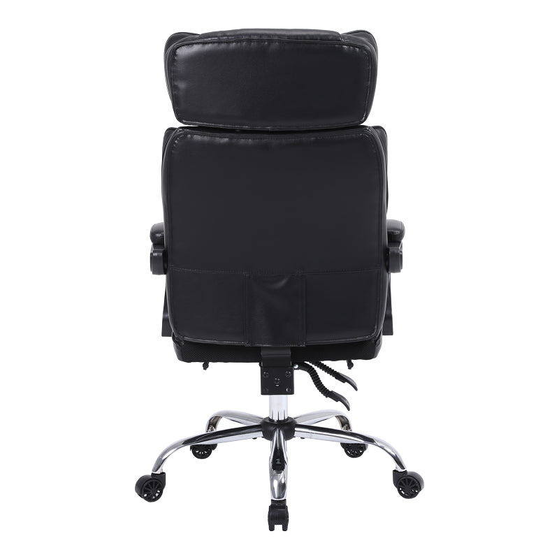 Manager's office chair with footrest Zance pakoworld black pu-chrome metal leg 70x66x112-120cm