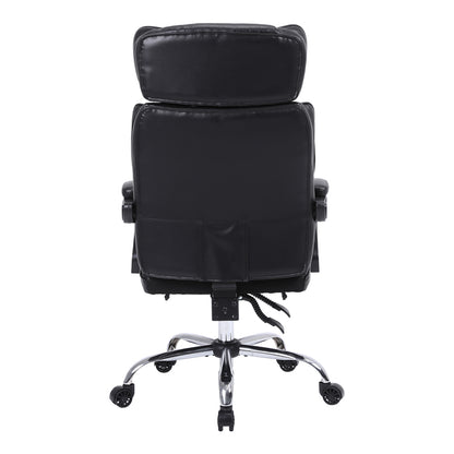 Manager's office chair with footrest Zance pakoworld black pu-chrome metal leg 70x66x112-120cm