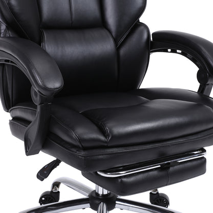 Manager's office chair with footrest Zance pakoworld black pu-chrome metal leg 70x66x112-120cm