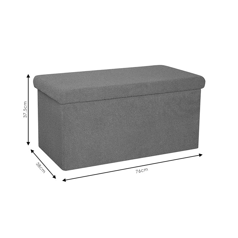 Stool-trunk Forward pakoworld bouclé fabric anthracite 76x38x38cm