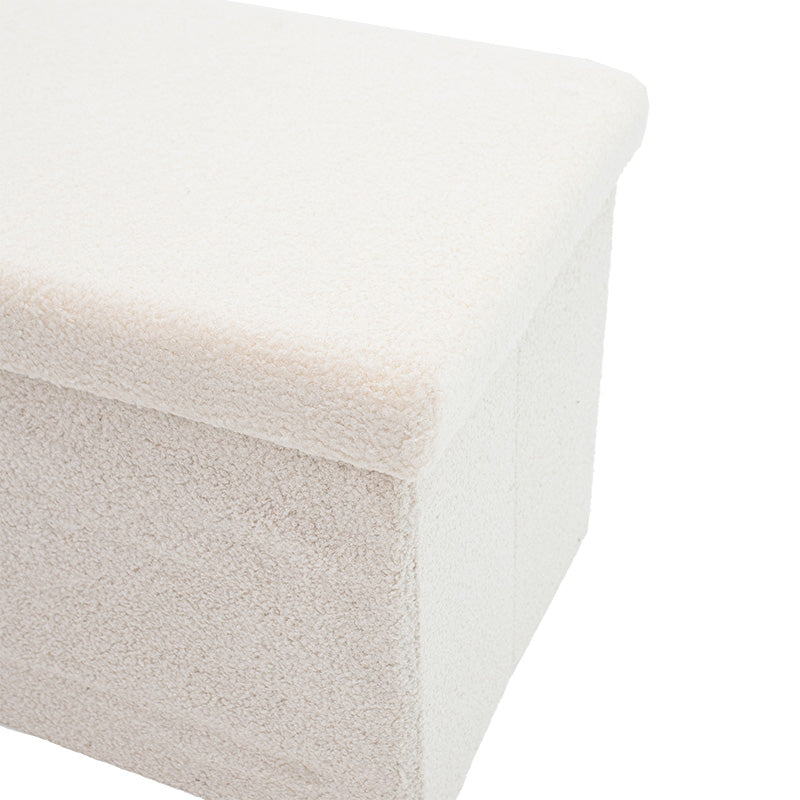 Stool-trunk Forward pakoworld bouclé fabric ivory 76.5x38x37.5cm