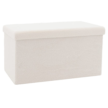 Stool-trunk Forward pakoworld bouclé fabric ivory 76.5x38x37.5cm