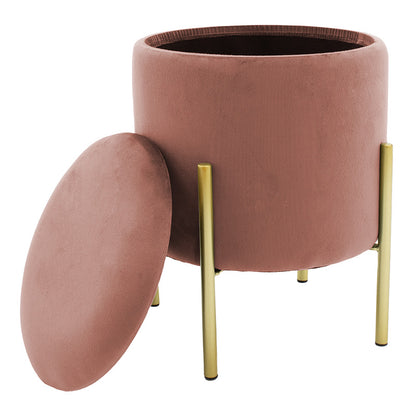 Stool Creativity pakoworld velvet rotten apple-golden D35x42cm