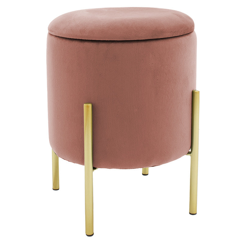 Stool Creativity pakoworld velvet rotten apple-golden D35x42cm