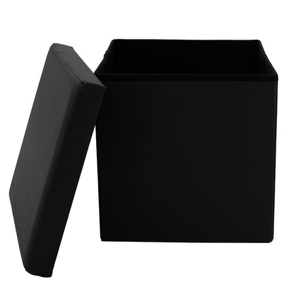 Stool-trunk Crystal pakoworld pu black 38x38x38cm