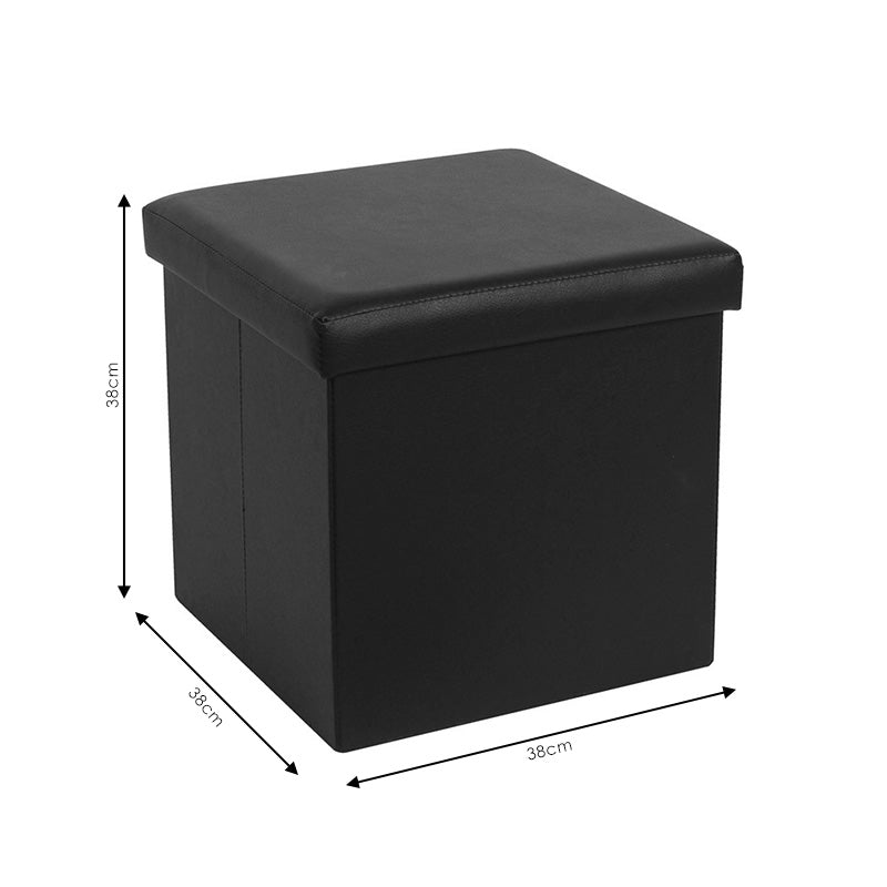 Stool-trunk Crystal pakoworld pu black 38x38x38cm