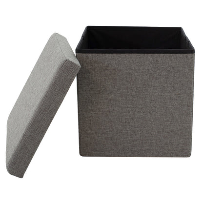 Stool-trunk Crystal pakoworld fabric grey 38x38x38cm