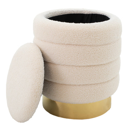 Stool-trunk Dazzle pakoworld boucle cream-golden D36x44cm