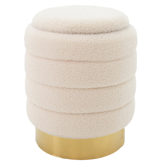 Stool-trunk Dazzle pakoworld boucle cream-golden D36x44cm