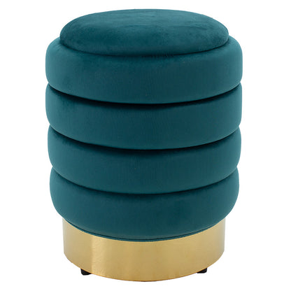 Stool-trunk Dazzle pakoworld velvet light petrol-golden D36x44cm