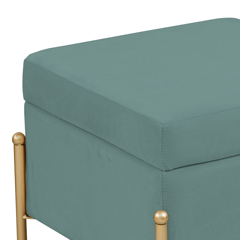 Stool-trunk Panton pakoworld velvet green-golden 40x40x36.5cm