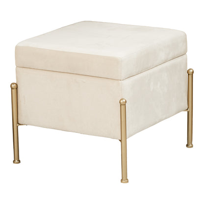 Stool-trunk Panton pakoworld velvet cream-golden 40x40x36,5cm