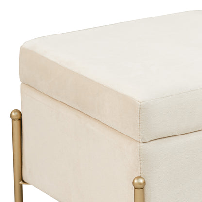 Stool-trunk Panton pakoworld velvet cream-golden 40x40x36,5cm