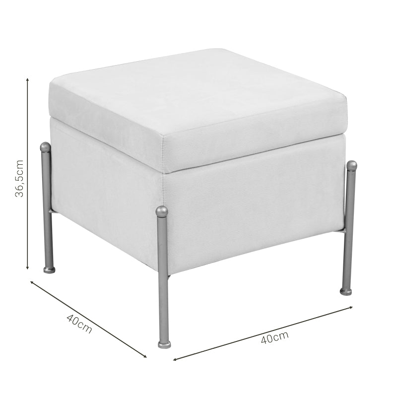 Stool-trunk Panton pakoworld velvet cream-golden 40x40x36,5cm