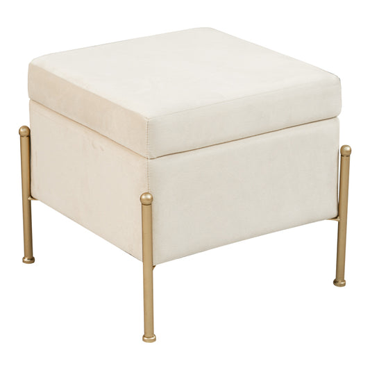 Stool-trunk Panton pakoworld velvet cream-golden 40x40x36,5cm