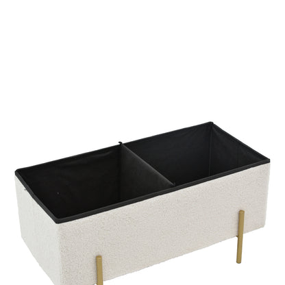 Stool-trunk Ziwel pakoworld teddy white-golden 80x40x40cm