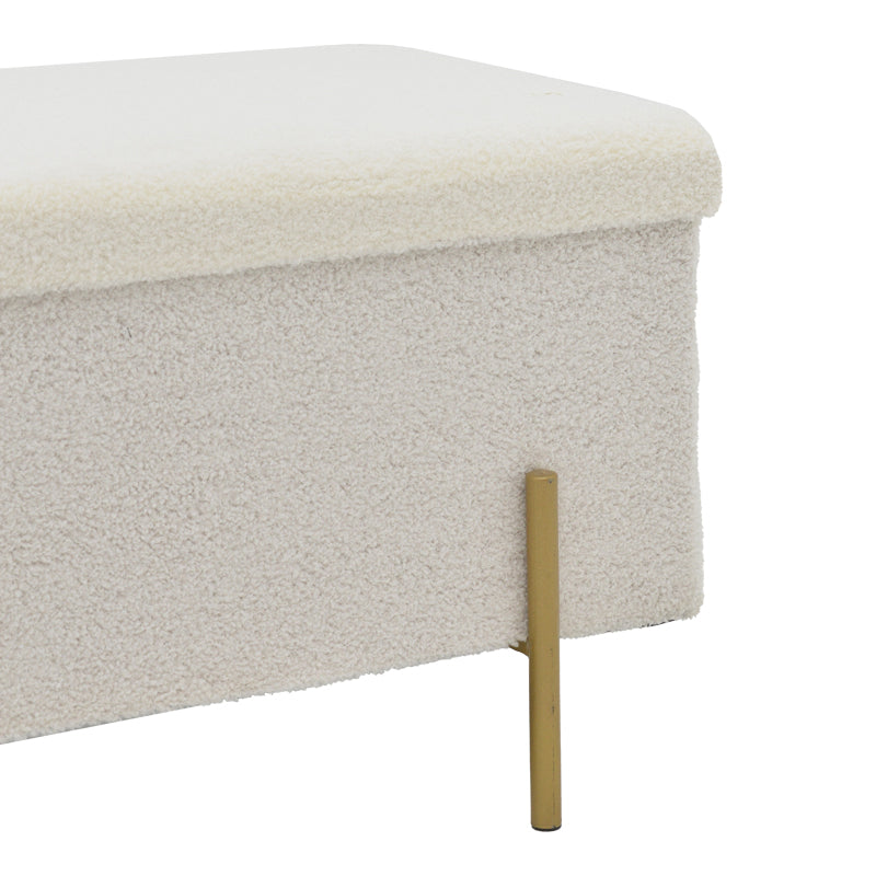 Stool-trunk Ziwel pakoworld teddy white-golden 80x40x40cm