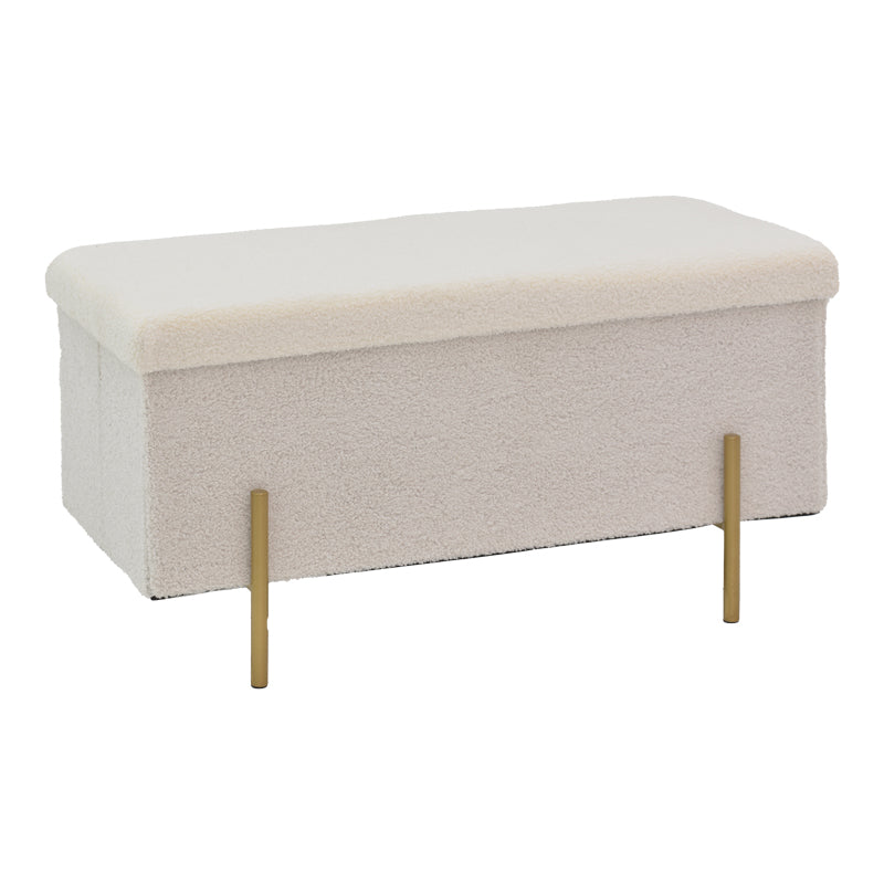 Stool-trunk Ziwel pakoworld teddy white-golden 80x40x40cm