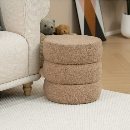 Pouf stool Kioto pakoworld teddy fabric brown D40x40cm