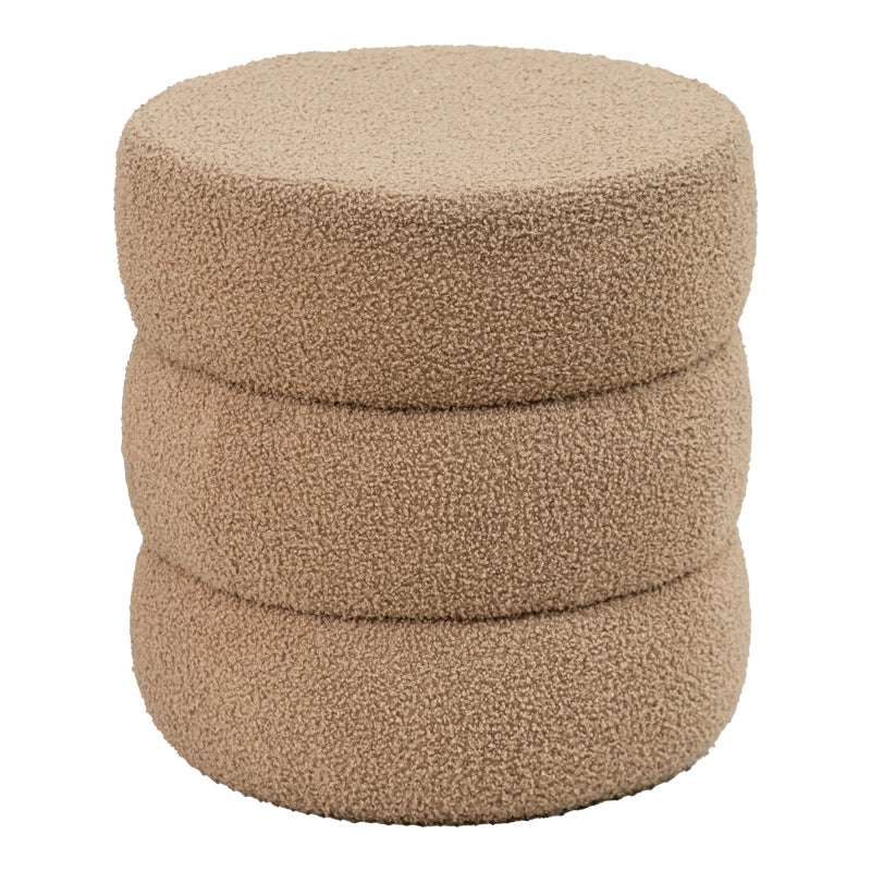 Pouf stool Kioto pakoworld teddy fabric brown D40x40cm