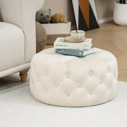 Pouf stool Ferdia pakoworld velvet cream D59x28.5cm