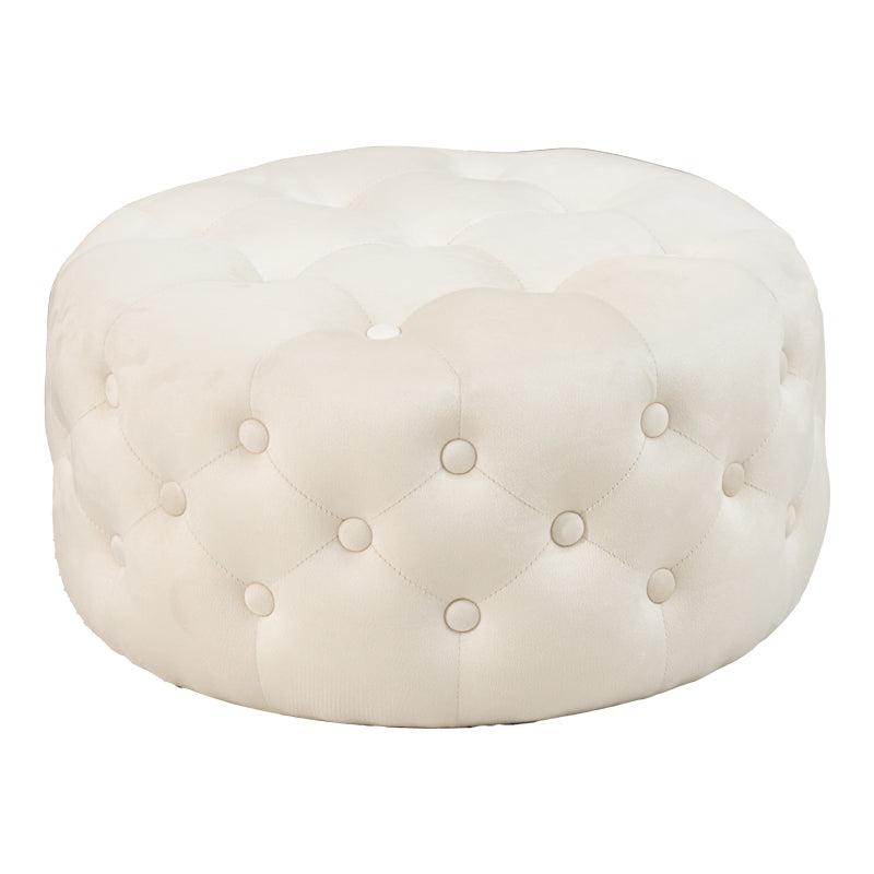 Pouf stool Ferdia pakoworld velvet cream D59x28.5cm