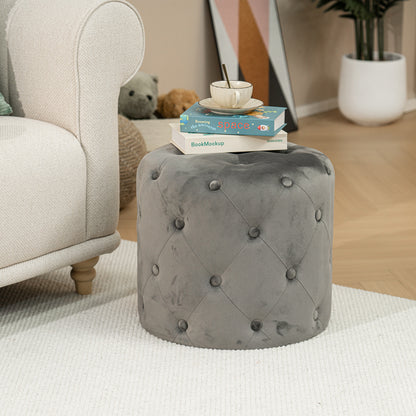 Pouf stool Seval pakoworld velvet dark grey D49x47cm