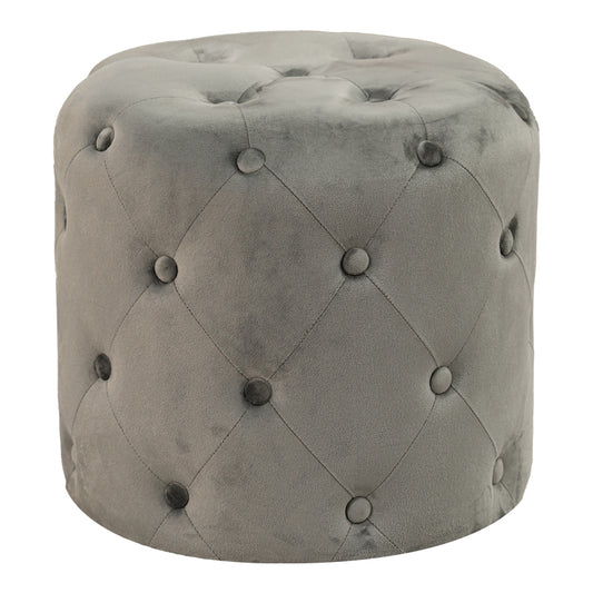 Pouf stool Seval pakoworld velvet dark grey D49x47cm