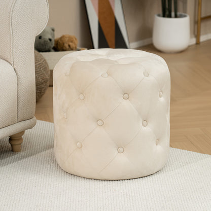 Pouf stool Seval pakoworld velvet cream D49x47cm