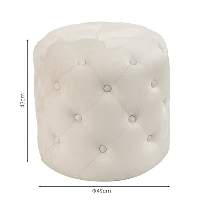 Pouf stool Seval pakoworld velvet cream D49x47cm