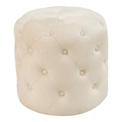 Pouf stool Seval pakoworld velvet cream D49x47cm