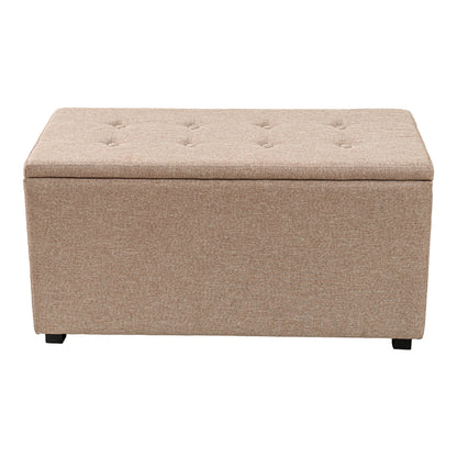 Stool-trunk Corben pakoworld fabric beige 80x43x45cm