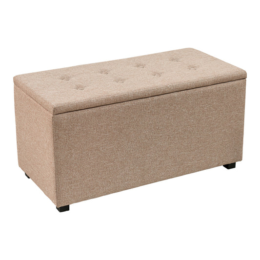 Stool-trunk Corben pakoworld fabric beige 80x43x45cm