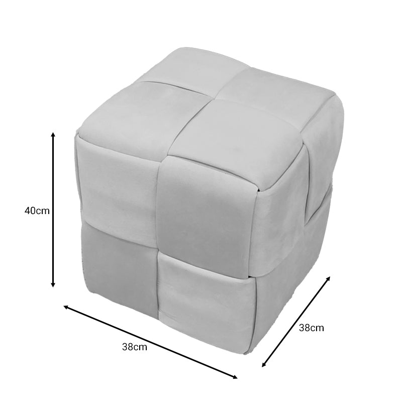 Ottoman Jisko pakoworld beige velvet 38x38x40cm