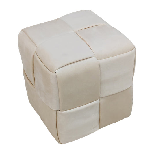 Ottoman Jisko pakoworld beige velvet 38x38x40cm