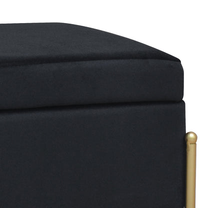 Stool-trunk Panton velvet in black color 40x40x36,5cm