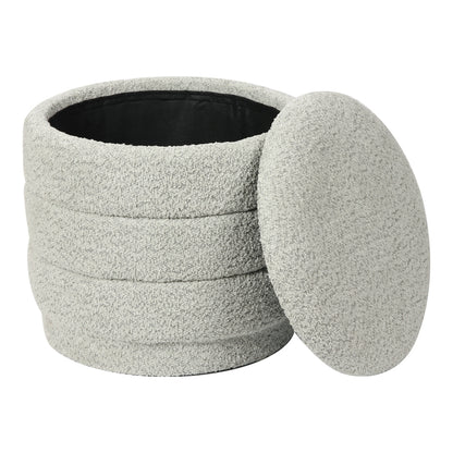 Stool-trunk Bettia teddy fabric mint D41x38.5cm
