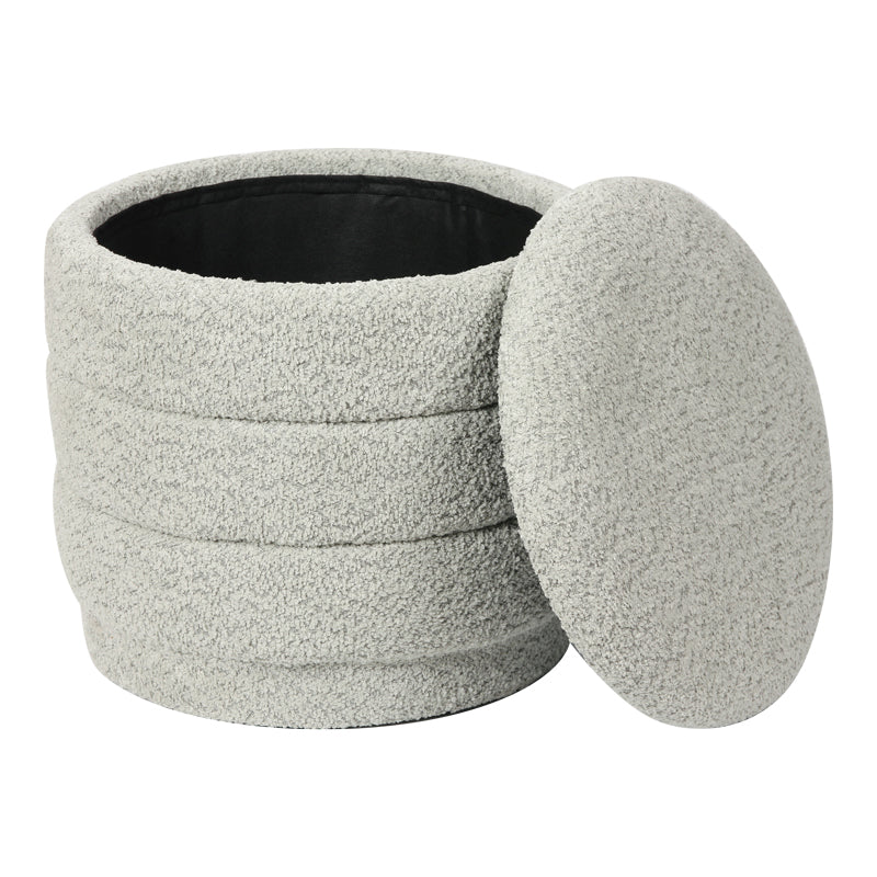 Stool-trunk Bettia teddy fabric mint D41x38.5cm
