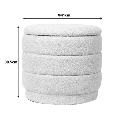 Stool-trunk Bettia teddy fabric mint D41x38.5cm