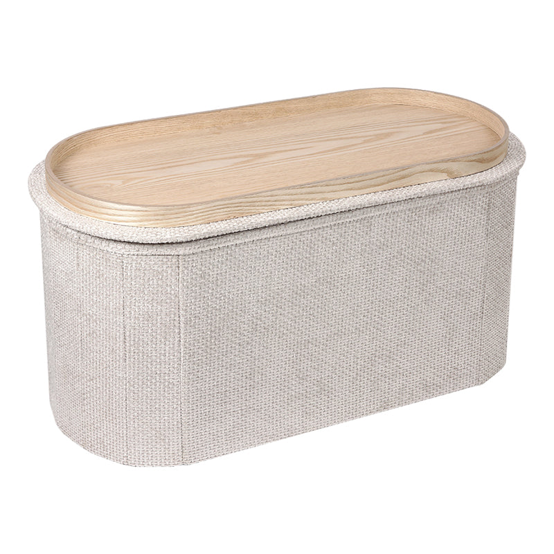 Stool-trunk Trebia cream fabric 76x38x38cm
