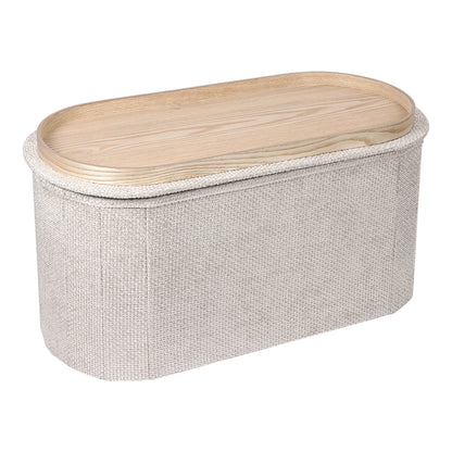 Stool-trunk Trebia cream fabric 76x38x38cm