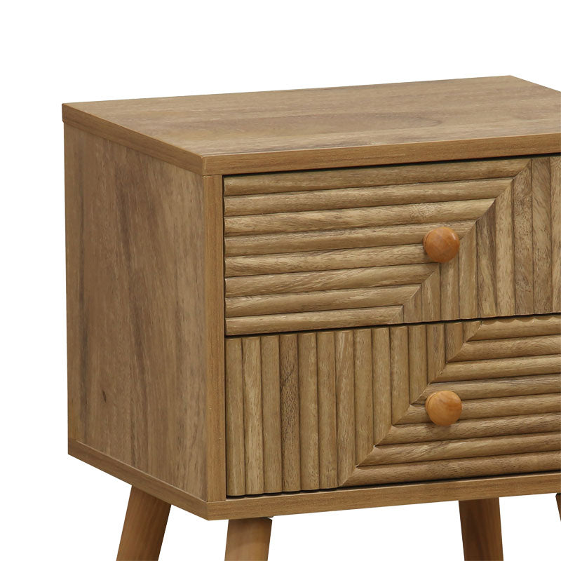 Nightstand Historic pakoworld  with 2 drawers in natural color with natural pine legs 37.5x32x54cm