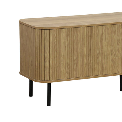 Tv stand-Medium size buffet Scandi pakoworld MDF natural color with black metal legs 150x45x57.5cm