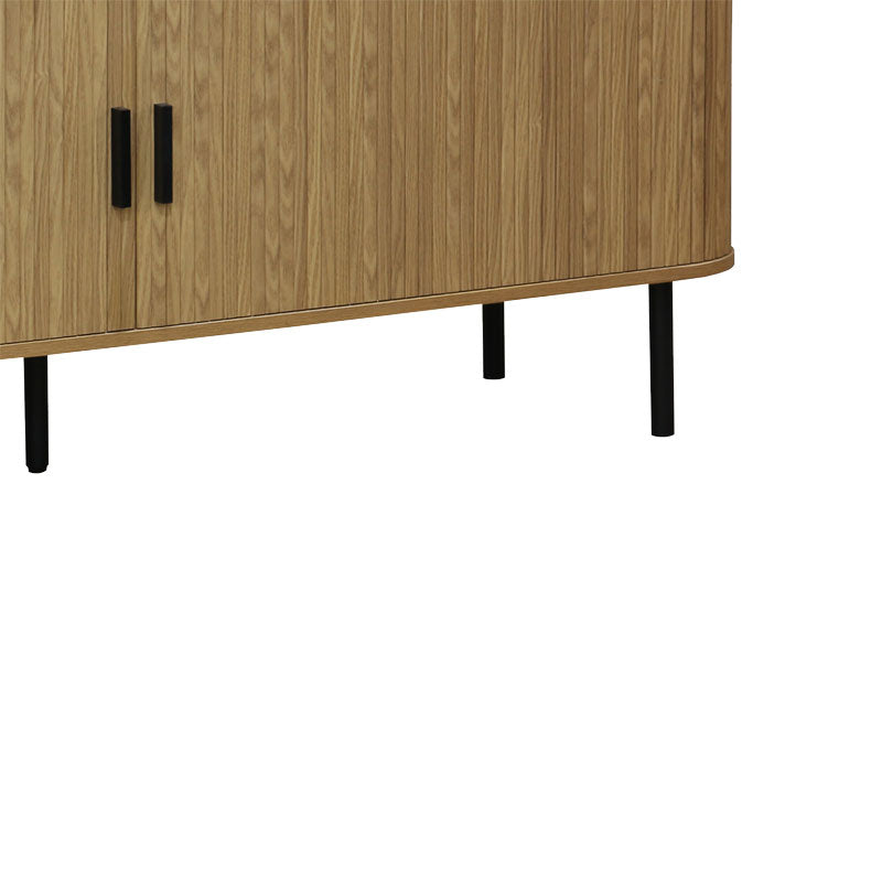 Tv stand-Medium size buffet Scandi pakoworld MDF natural color with black metal legs 150x45x57.5cm