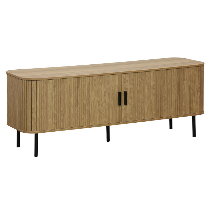 Tv standScandi MDF natural color with black metal legs 150x45x57.5cm