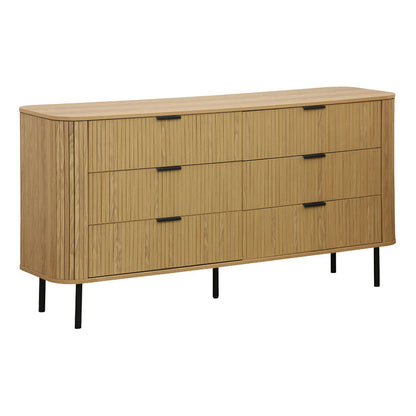 Chest of 6 drawers Scandi pakoworld  in natural color 153x46x81cm