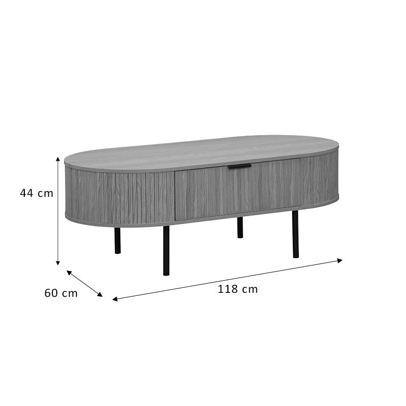 Coffee table Scandi pakoworld MDF natural with metal legs 118x60x44cm