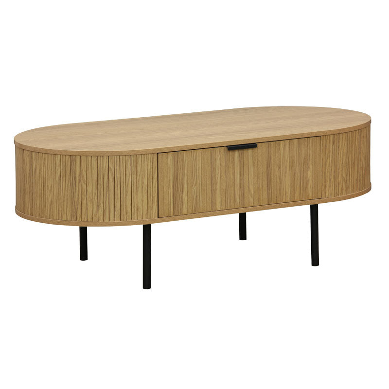 Coffee table Scandi pakoworld MDF natural with metal legs 118x60x44cm