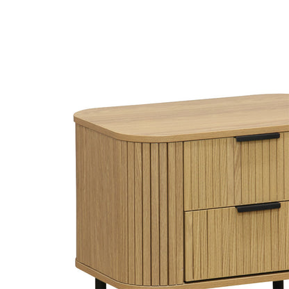Nightstand Scandi pakoworld  with 2 drawers in natural color with black legs 57x42x50cm